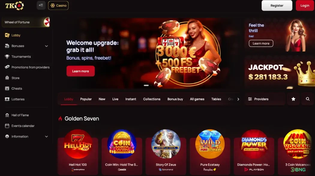 7K Casino — игровой лобби